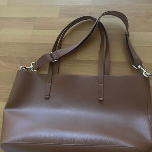 Elegant Brown Imitation Leather Tote Bag